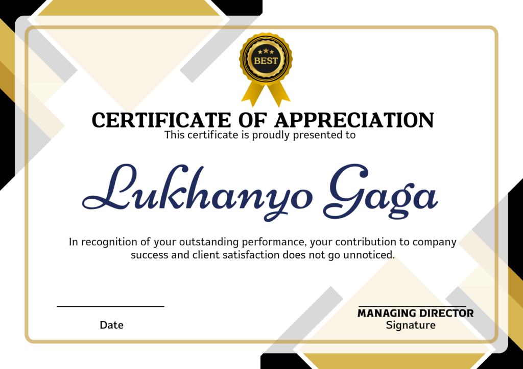 Certificate of appreciation design.